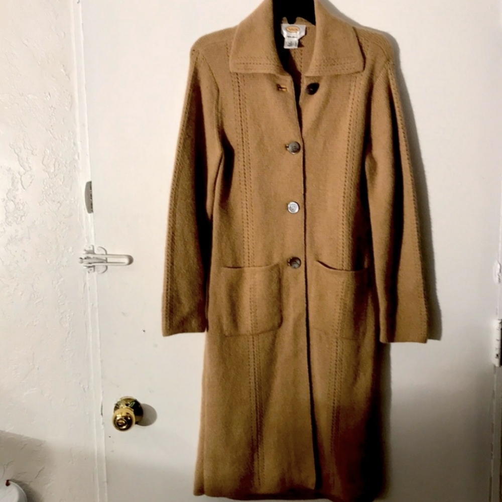 Talbots Tan Alpaca Wool Sweater Coat. S